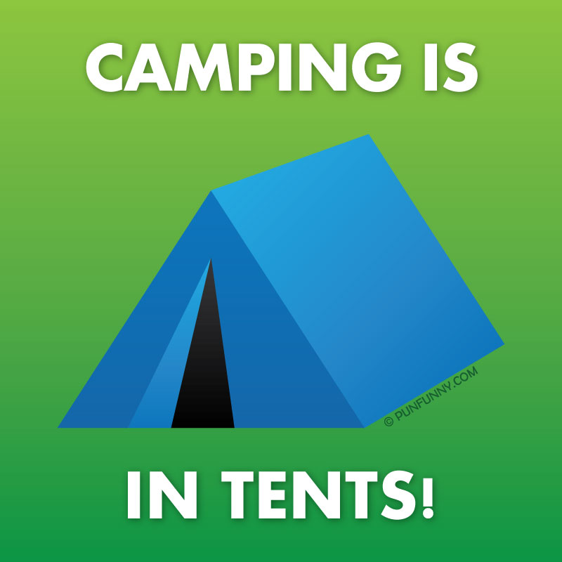 Illustration of camping in tents pun