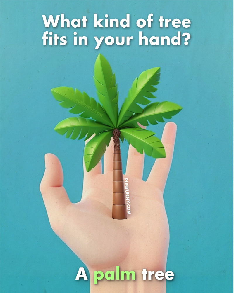 Illustration of palm tree in hand pun
