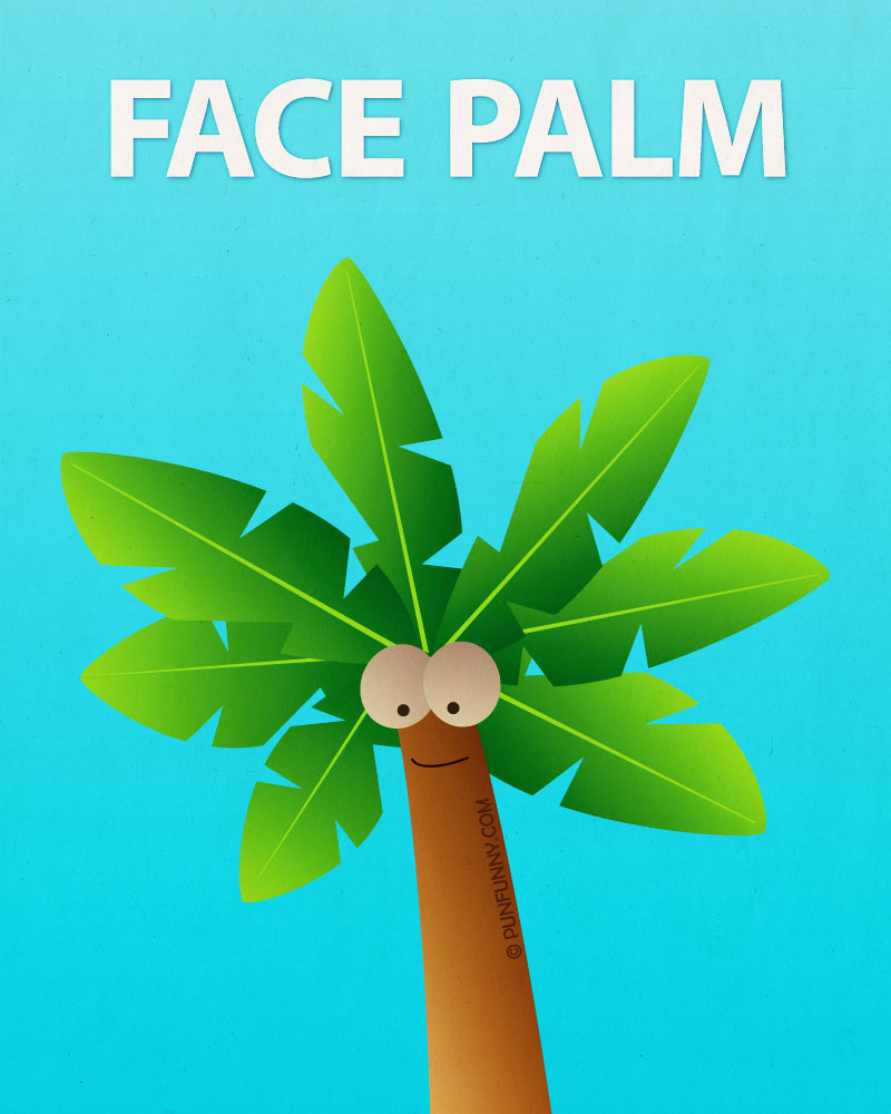 Illustration of palm tree with a face